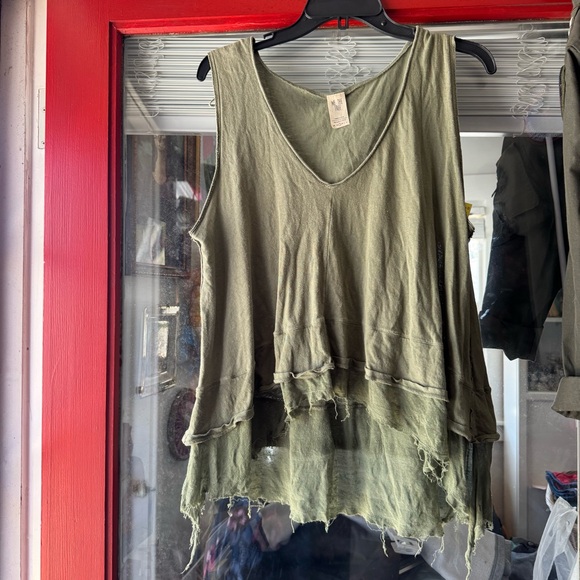 We The Free Tops - NWOT Free People/We The Free Olive Green Layered Women's Tank Top